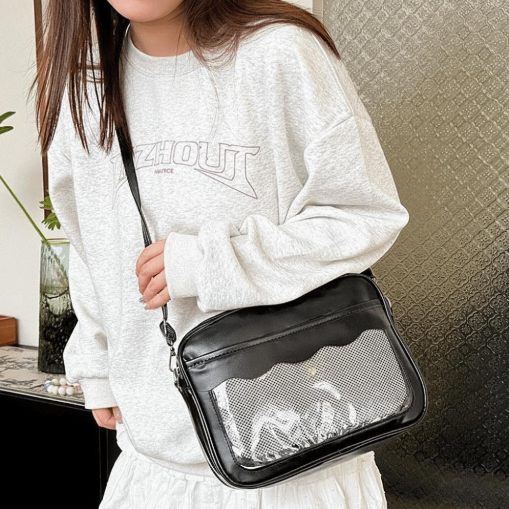Y2K Transparent Ita Bag PU PVC Crossbody Bag Wash Bag JK Uniform Shoulder Bag  Women