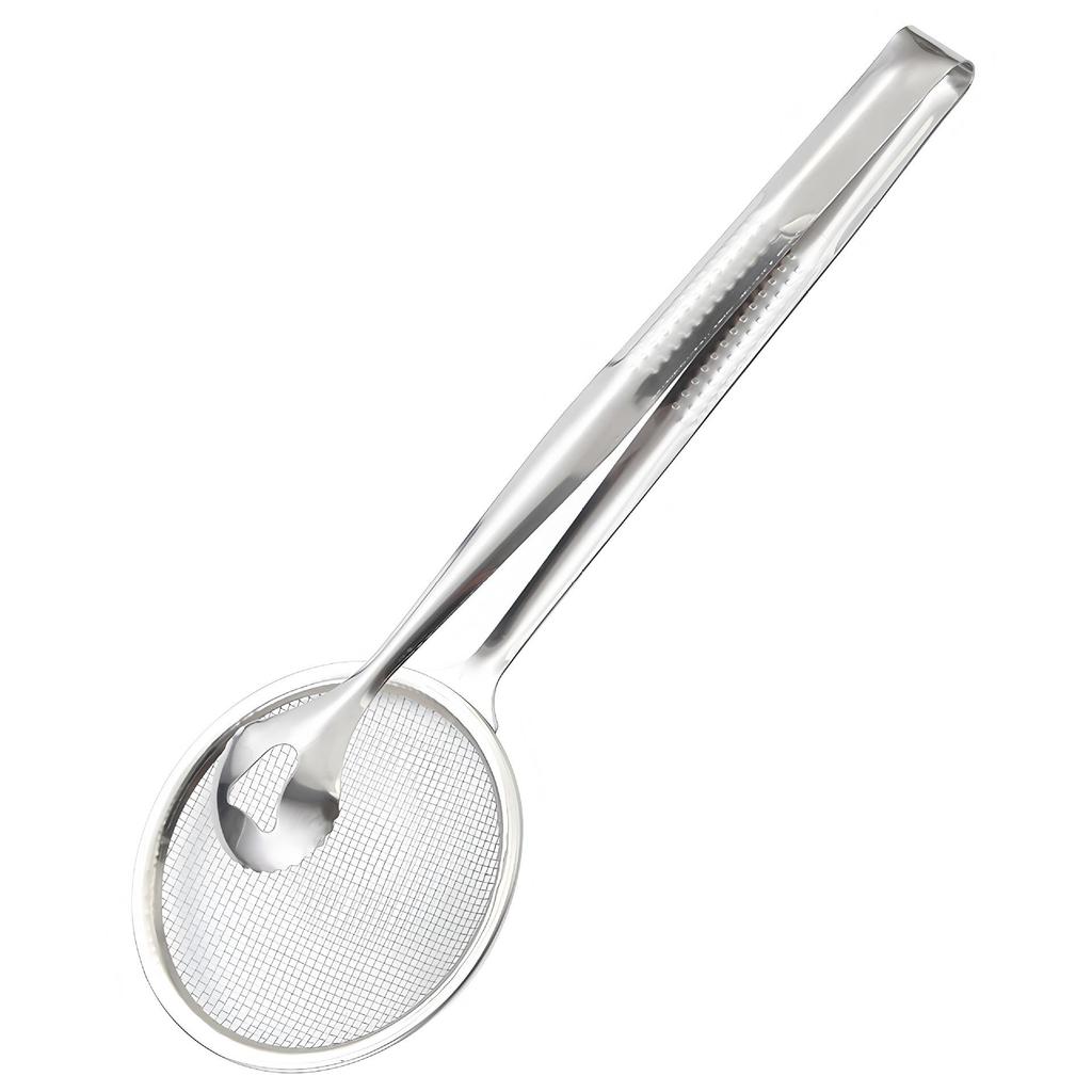 Stainless Steel Oil Skimmer Sieve with Mesh Filter and Draining Clip for Kitchen