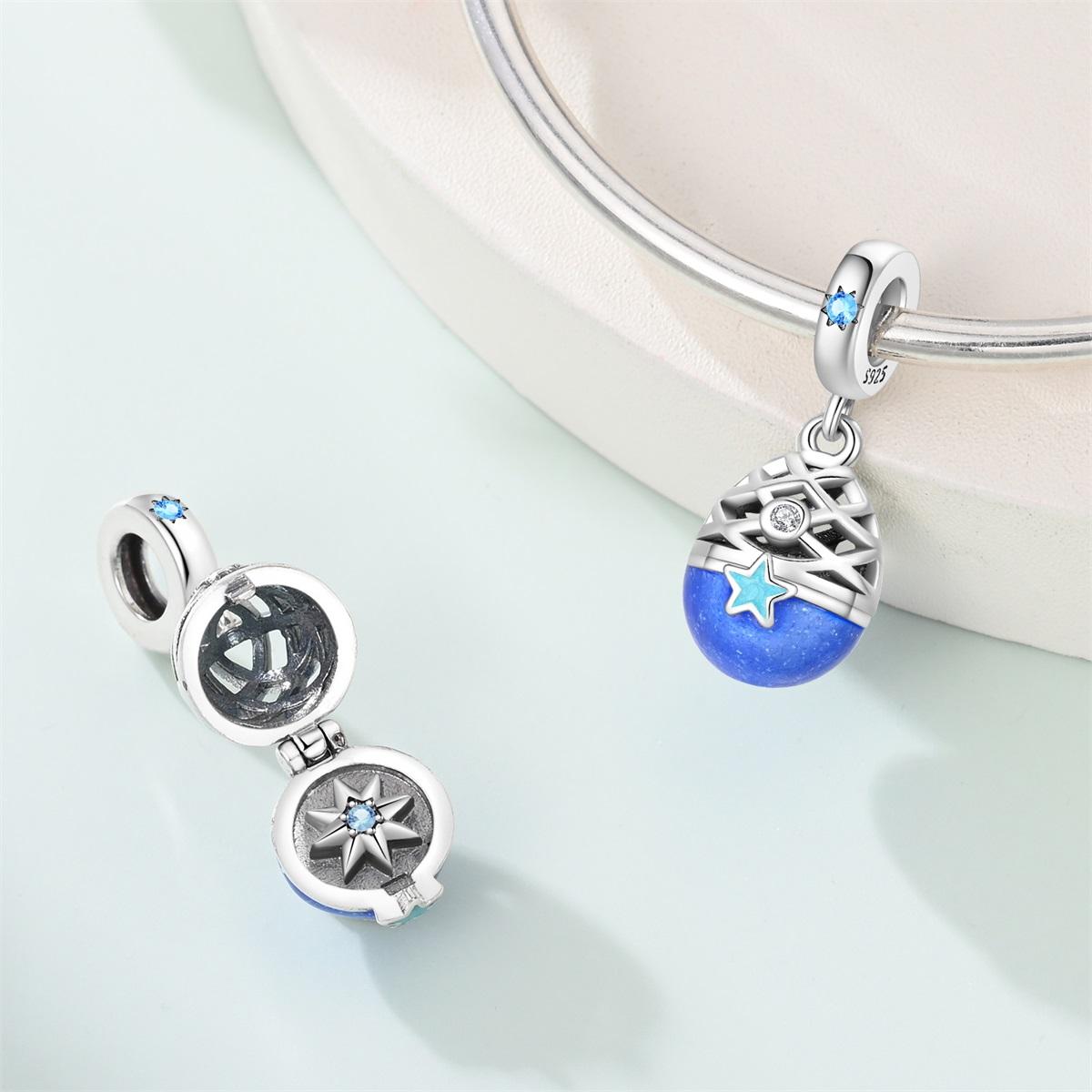 

925 Silver The Easter egg pendant can be opened Rabbit Charms Bead Fit Pan Bracelets Women DIY Fine Jewelry Party Gift
