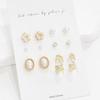 Women's Classic Pearl Silver Gold Earrings Set