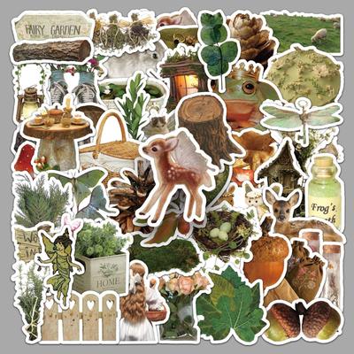 50 Adesivi Graffiti Ispirati alla Foresta: Design di Piante Retro per Decorazione Fai da Te e Abbellimento di Taccuini e Tazze d'Acqua.