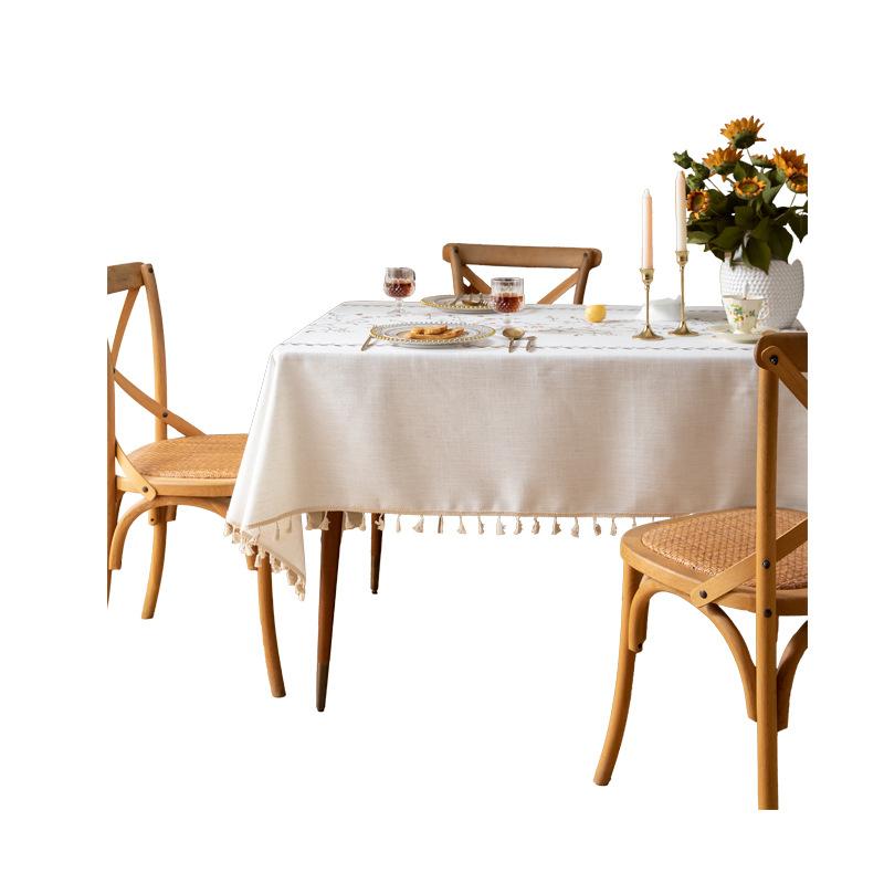Modern Minimalist Waterproof Linen Tablecloth Rectangle Coffee Desk Table Cover White Fresh Style