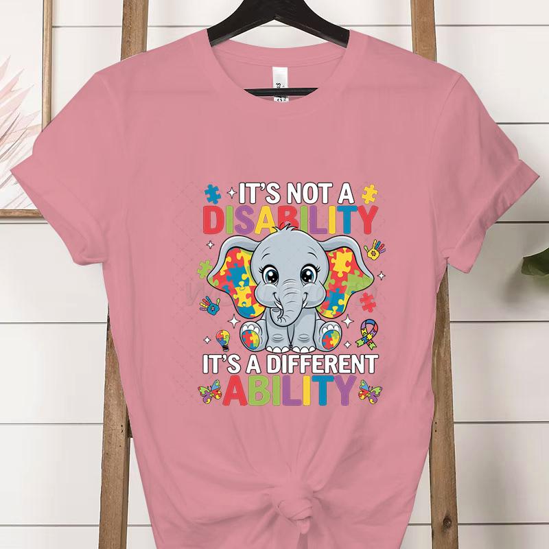 Its A Different Ability Autism Teacher Shirt Autism Awareness Cartoon Design Woman Tshirts Special Education Gift Classic Tops