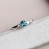 Elegant Blue Topaz and Diamond Ring for Women Round CZ Pinky Band Stylish Finger Jewelry Gift