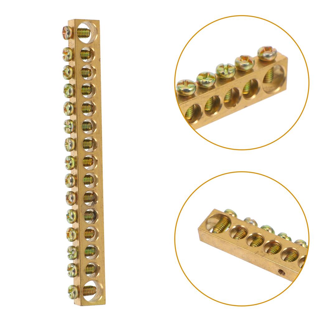 Copper Terminal Bus Bar Electrical Ground Bar Heavy Duty Distribution Block High Power Compact Design Easy Installation