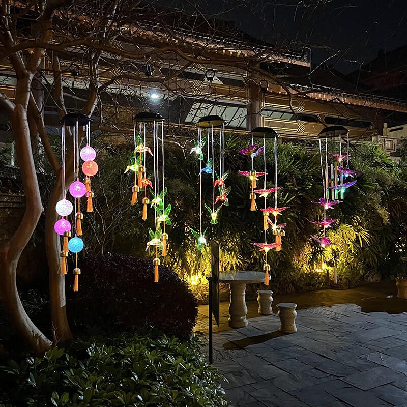 Solar Outdoor Hummingbird Wind Chime Light