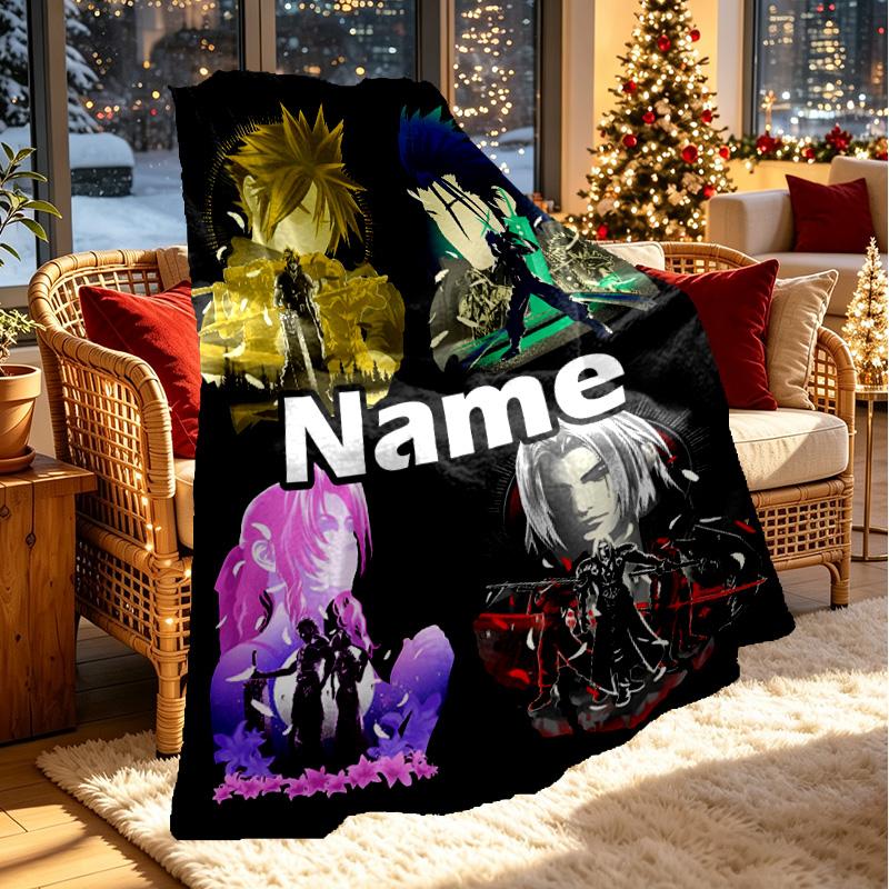 Custom Name Personalized Final Fantasy Print Blanket, Home Decor, Bedroom, Sofa, Camping, Couch, Gifts for Birthday ChristmasEnthusiasts