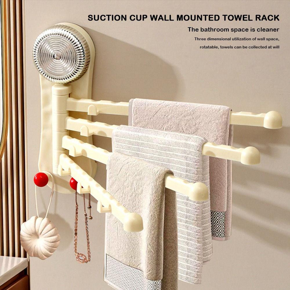 4-Bar Swivel Towel Rack Wall Mounted Towel Holder Towel Hanger Kitchen Bathroom
