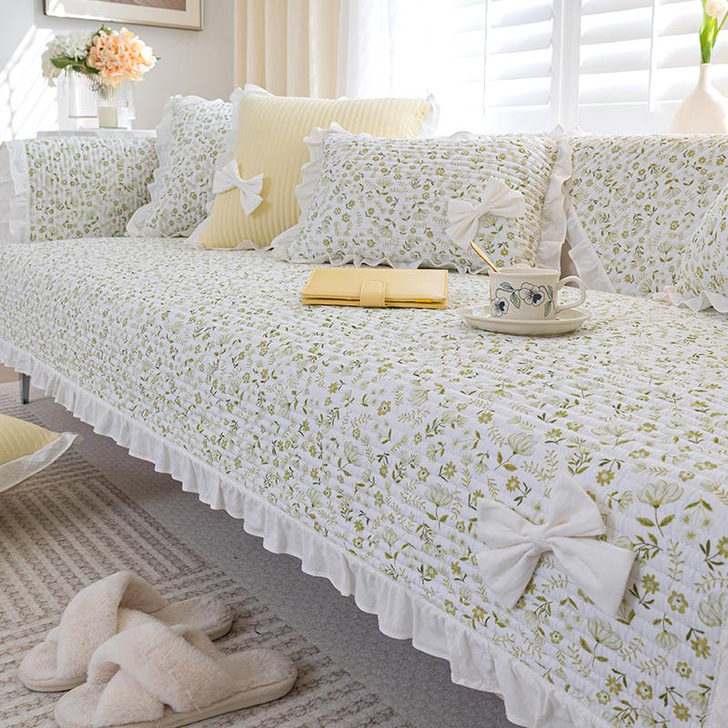 Internet Celebrity Pure Cotton Sofa Cushion Cotton Fabric Four Seasons Universal Non-Slip Seat Cushion  New Light Luxury Sofa Cover
