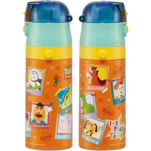 Skater Children's Water Bottle, 2-Way, 420ml (Direct Drinking) or 350ml (Cup Drinking), Disney Toy Story 23 Design, Small Capacity, Stainless Steel, I