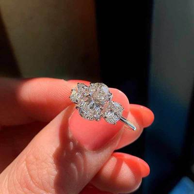 Temperament Egg-Shaped Zircon Women'S Ring, High-Quality Ring Hand Jewelry Pinduoduo