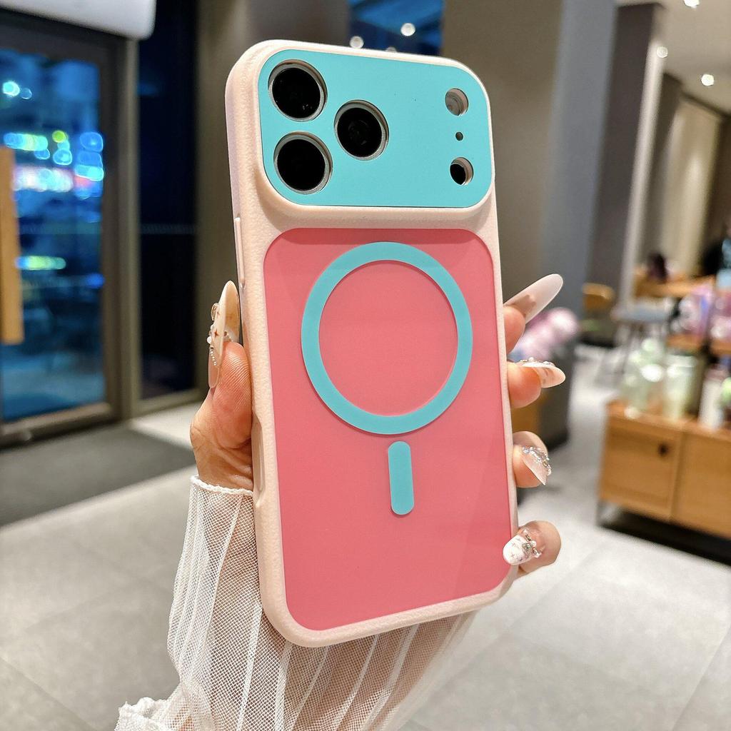 Compatible Candy Color Magnetic Suction Drop-proof Case for iPhone 17 Pro Max, 16 Pro, 15 - Full Coverage, Contrasting Colors