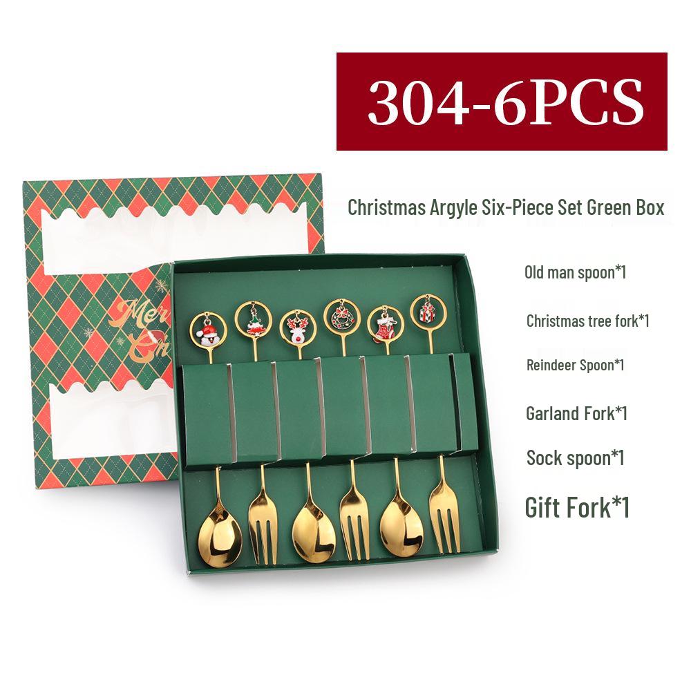 J Creative Christmas Reindeer Spoon & Fork Set - Cute Dessert & Coffee Stirring Gift