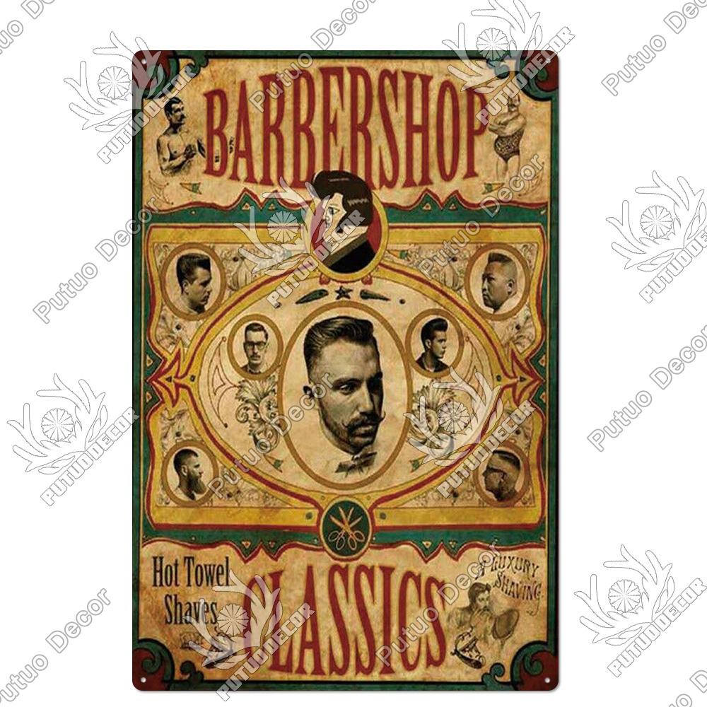 Putuo Decor Vintage Tin Sign Plaque Metal Iron Painting Wall Art Posters for Barber Shop Decoration Accessories Man Cave Home