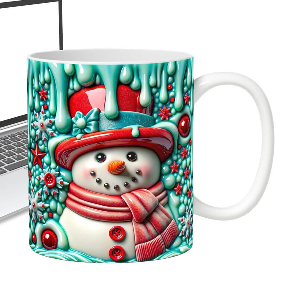 Christmas Mug Ceramic Holiday Mugs 3D Snowman Design Drinkware With Handle For Tea Chocolate Beverage Women Girls Holiday Tea