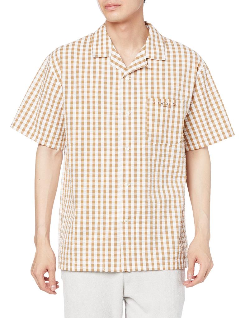 Gelato Pique Homme Gingham Check Shirt PMFT222907 BEG M Men's