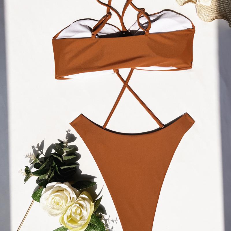 Γυναικείο Μαγιό Μονόχρωμο Μαγιό Ολόσωμο Κόψιμο Λουράκι Σέξι Μπικίνι Βραζιλιάνικο Μαγιό Παραλίας