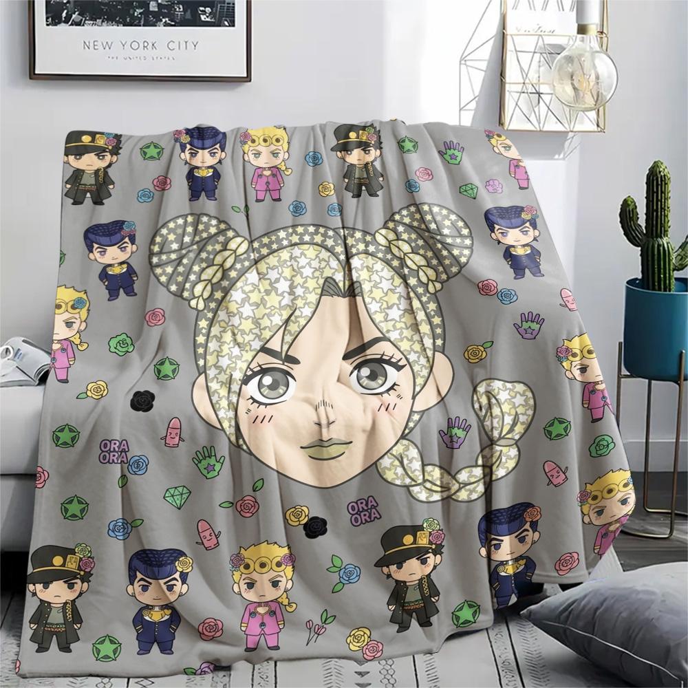 1PC Jojos Bizarre Adventure Patterned Flannel Blanket Suitable For All Seasons For Home Decor Warmth And Comfort Gifts Holiday Present