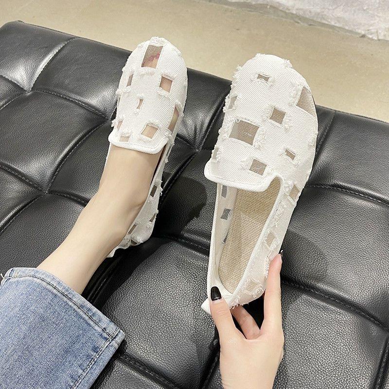 Women's Shoes Flat Sole Single Shoes Casual Work Shoes Women's Black Soft Sole Dancing Net Shoes Mother's Shoes Non Slip