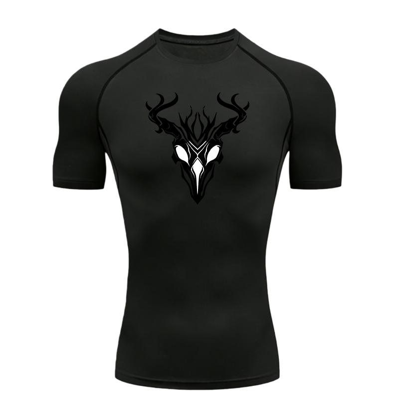 Deer Head Design Men Sports T-shirt Training Fitness Compression Men's T-shirt Men's Sports T-shirt for Fitness Gym Wear
