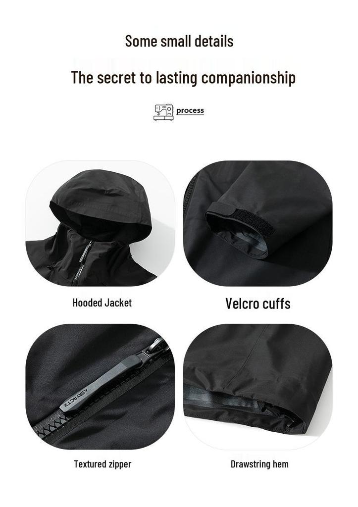 Unisex Heat-sealed Hooded Windproof Waterproof Jacket for Autumn & Winter