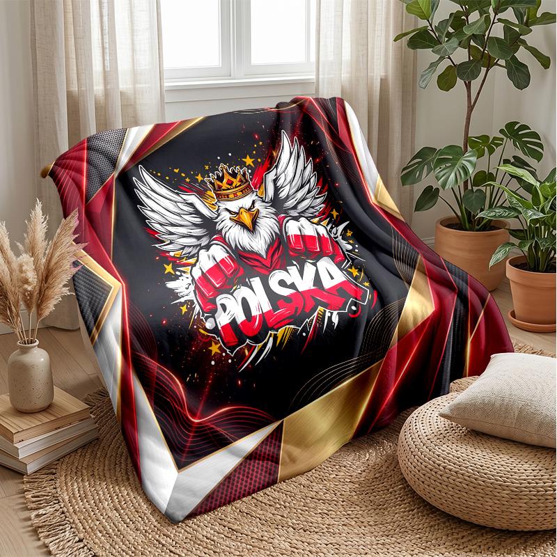 Poland Football Printed Flannel Blanket Skin Friendly Warm Decorative Throw for Indoor Couch Bed Daily Use