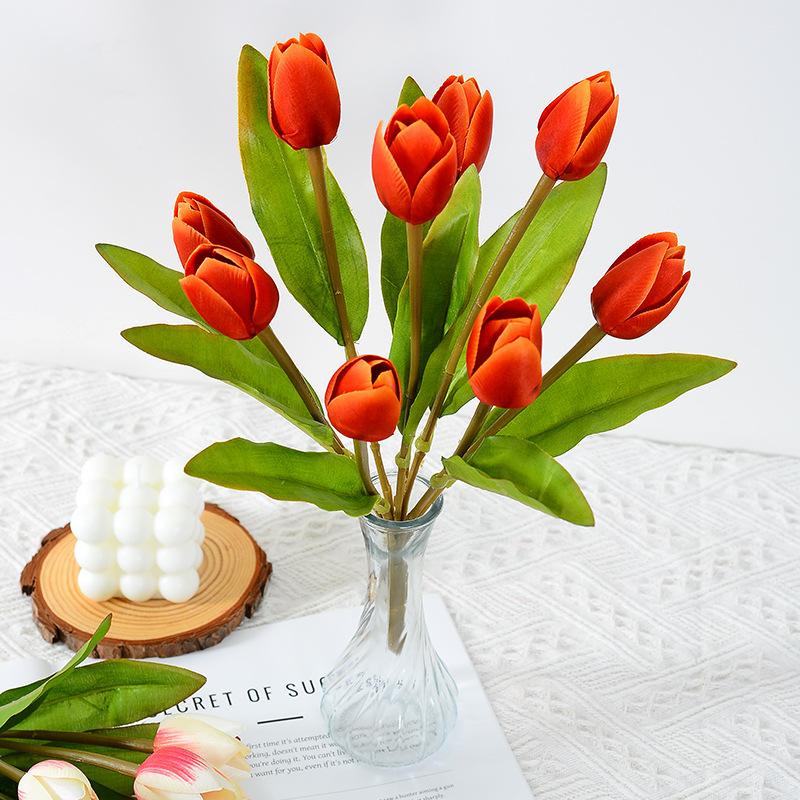 Tulip Simulation Flower Ome Living Room Offee Table Decoration Floral Arrangement Flower Tulip Bundle Garden Greening Project