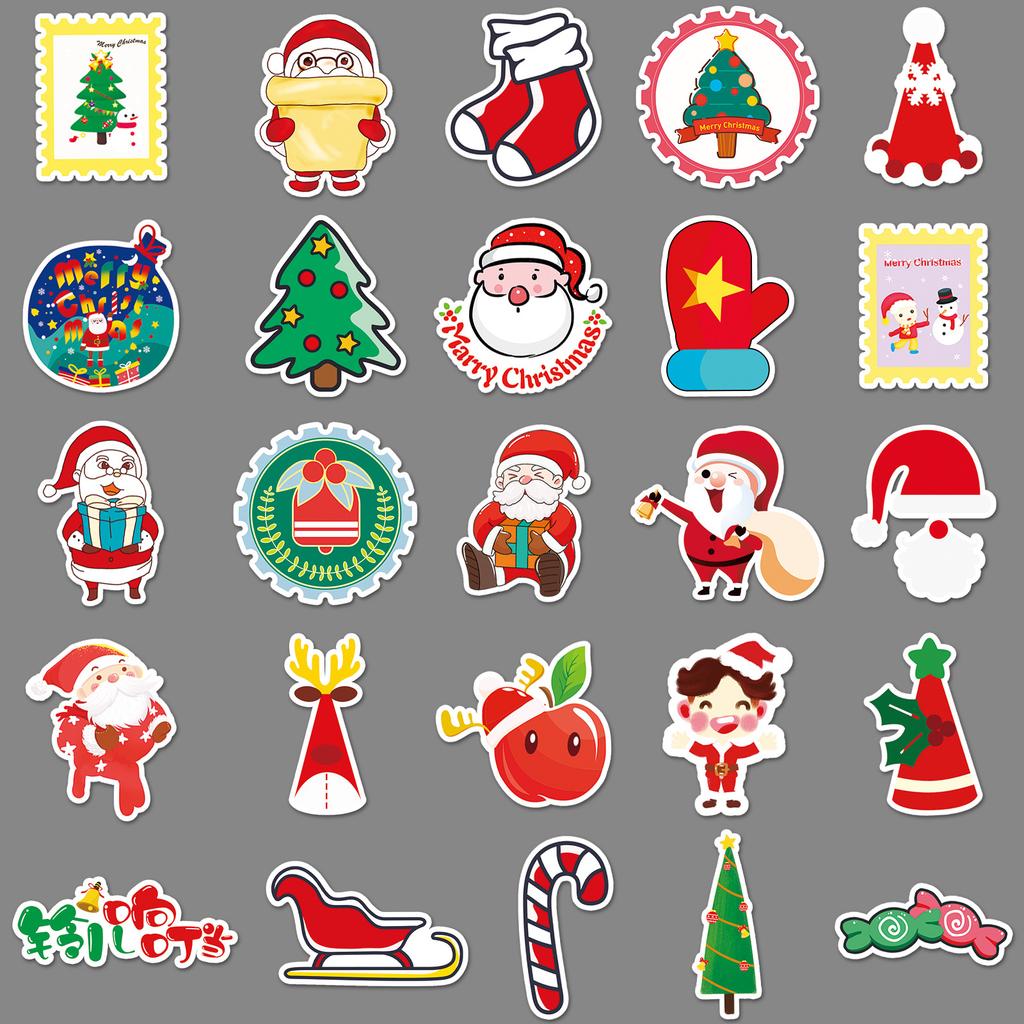 50 Christmas Cartoon Doodle Festival Guka Scooter Laptop Suitcase Decoration Waterproof Stickers
