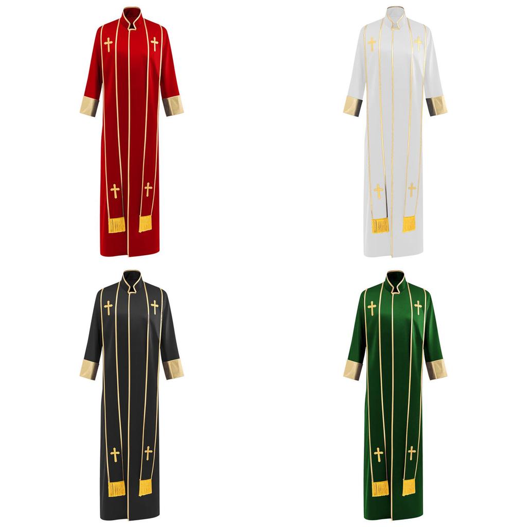 Mittelalterliches Priesterkostüm Set Mit Kreuzstickerei Für Halloween Cosplay Und Bühnenauftritte