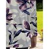 Women's Plus Size Elegant Purple Flower Print Long Sleeve Loose T-Shirt with Pockets for Women