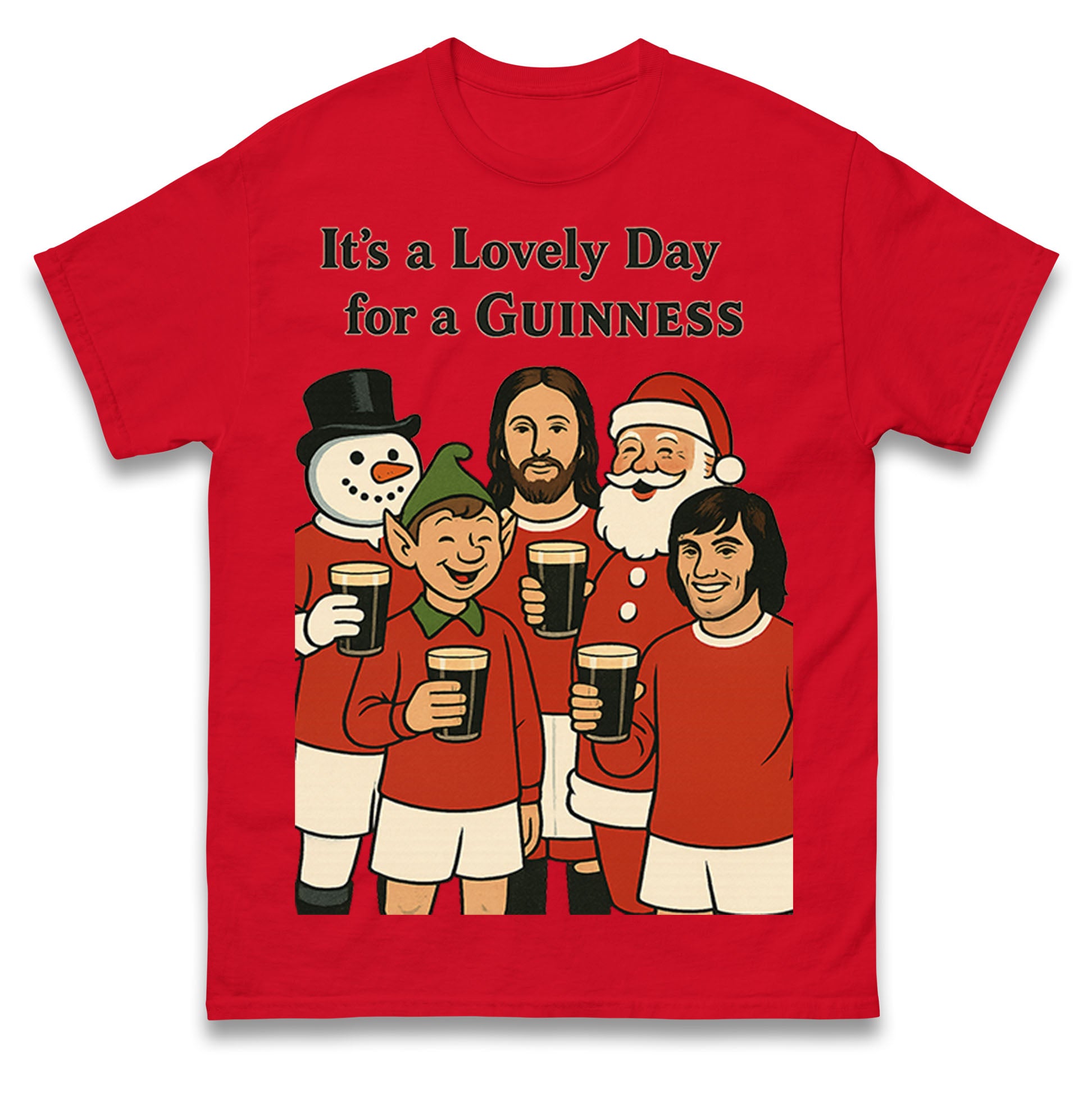 Its a Lovely Day For A Guinness Man United Christmas T Shirt Tshirt Mens Womens Unisex Tops Tees 3XL