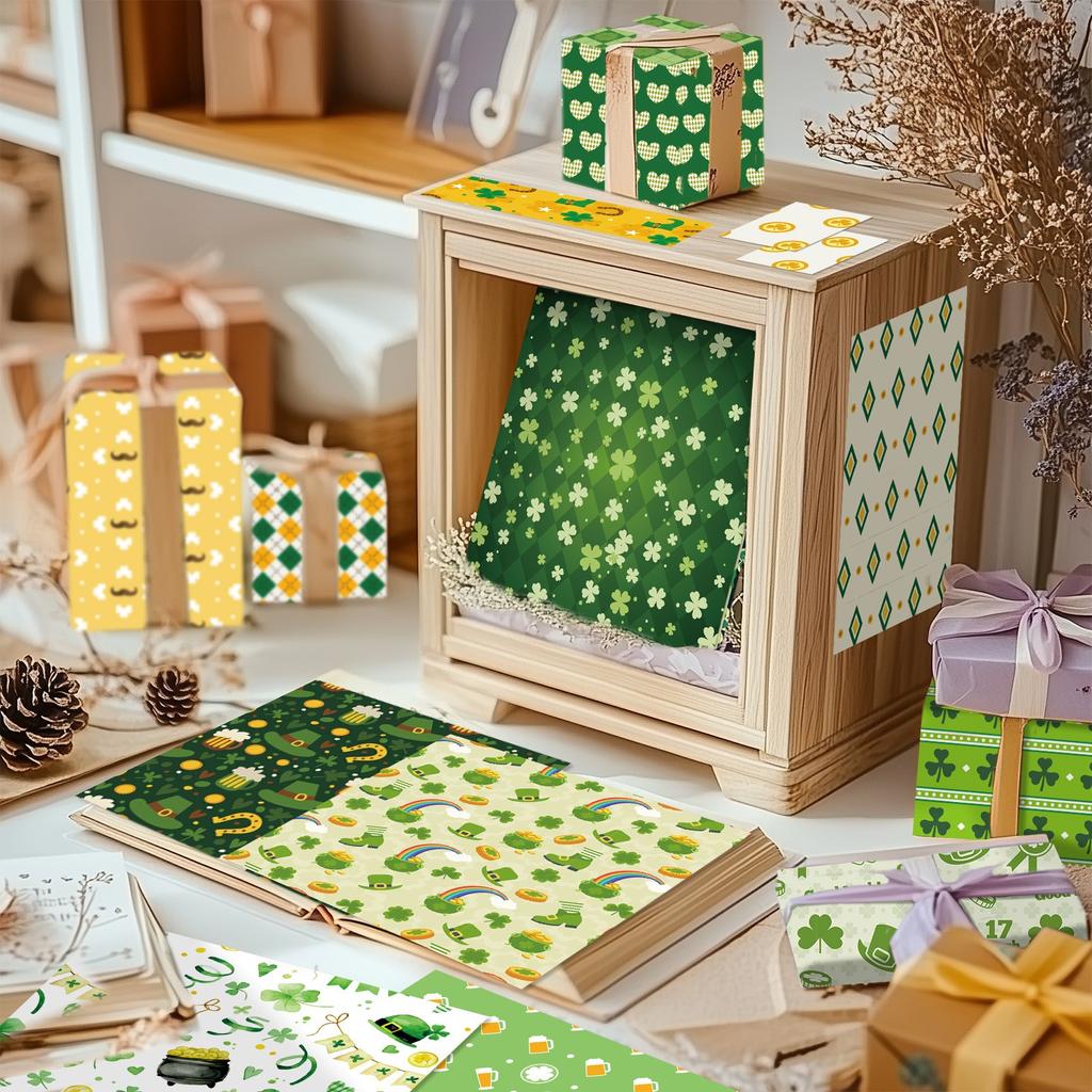 12PCS St. Patrick Series Material Paper Background Decoration Diy Wrapping Paper