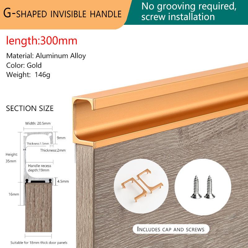 

Concealed Edge Banding Kitchen Cabinet Door Recessed Handles Drawers Finger Pulls With 18mm Wood Boards G-Shape Groove-Free 1PCS