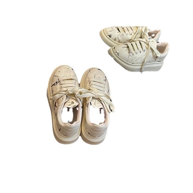 Shiny Thick-soled Heightening Casual Little White Shoes Women's Casual Shoes Spring New Lace-up Sneakers Women's