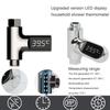 Thermomètre de douche d'eau domestique à affichage LED 5-85℃ Thermomètre à eau auto-alimenté par le débit Surveillance Soin Compteur intelligent d'énergie