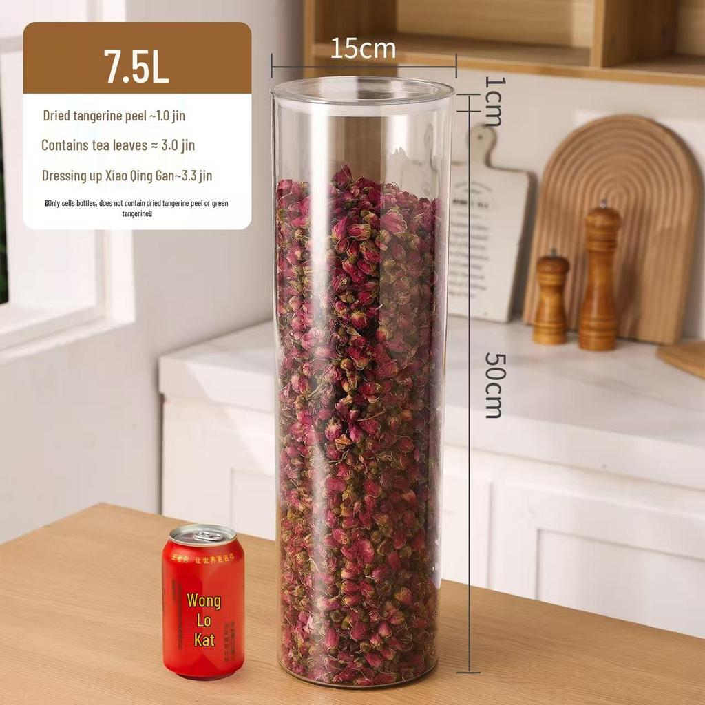 Large Capacity Food-Grade PET Storage Jar for Dried Tangerine Peel, Tea, and More.