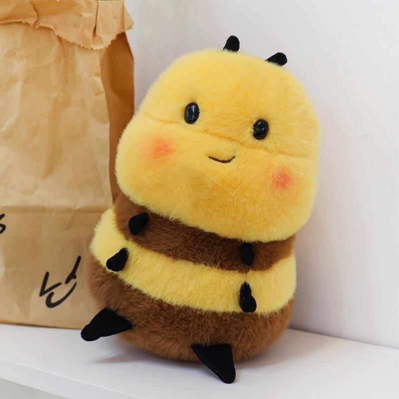 Lovely Bee Plush Toy Kawaii Yellow Cartoon Fluffy Pink Wing Doll Soft Adorable Stuffed Insect Toys Cute Things Birthday Gift