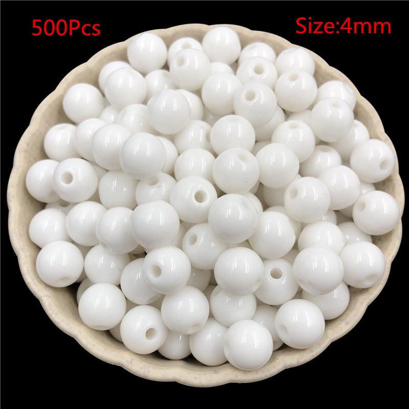 4mm/500 stk Bakte farge hirseperler Glassperler løse perler Kryssperler DIY Materiale Ensfarget risperler DIY perler Håndlagde løse plastperler
