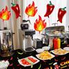 10 Pcs Chili Cook Off Decorations Set Chili Cook Off Banner Chili Pepper Disposable Tablecloth Plastic Table Cover Balloons Fire Balloons Chili