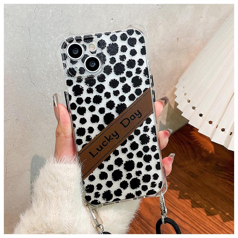 Leopard Print Crossbody Phone Case for iPhone 12 to 17/Pro Max with Lanyard