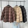 Womens Mid-Length Puffer Coat With Hood 90% White Duck Down Fill Thick Warm Winter Jacket In Black Coffee Khaki