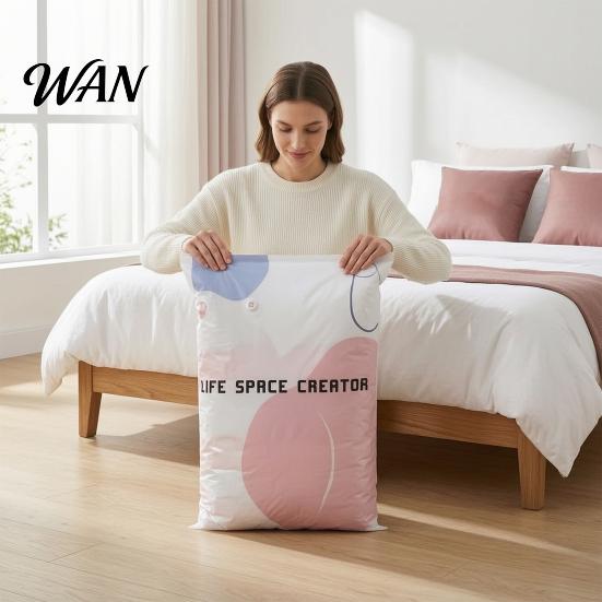 Bedding Storage Bag No Pump Vacuum Bags, Durable Reusable Oversized Three-dimensional Cube Design, Easy Compression Saves Space