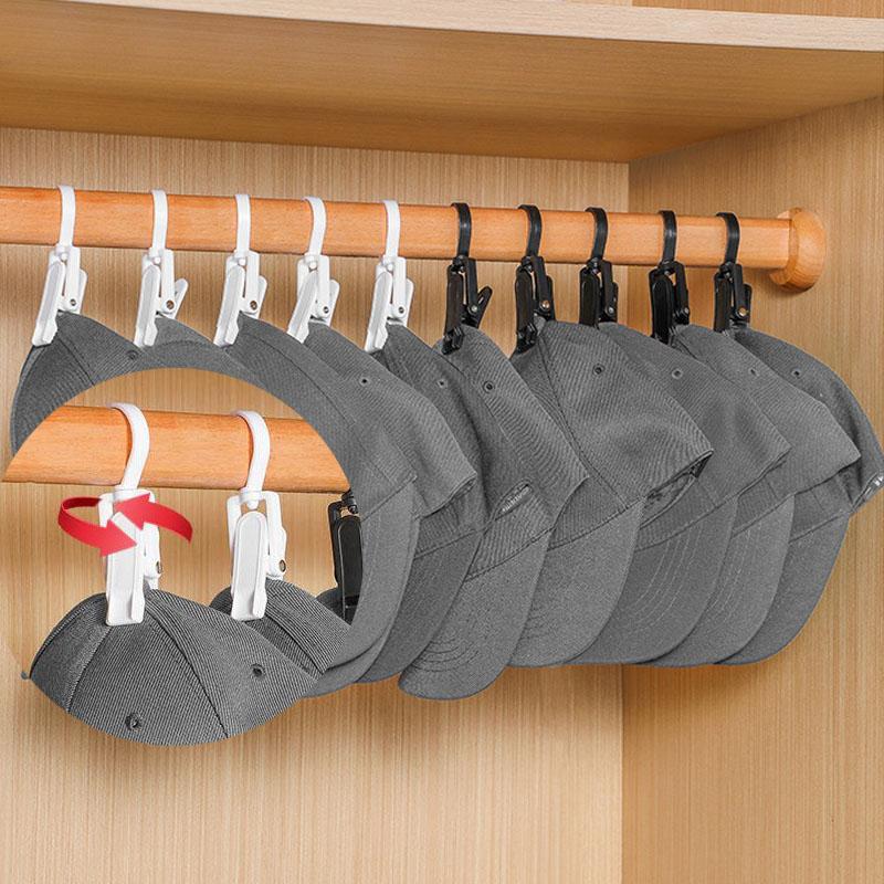 6 Clips Hats Organizer Rack Hanging Peaked Cap Socks Scarf Storage Rack Hanger Multifunctional Closet Wardrobe Storage Holder