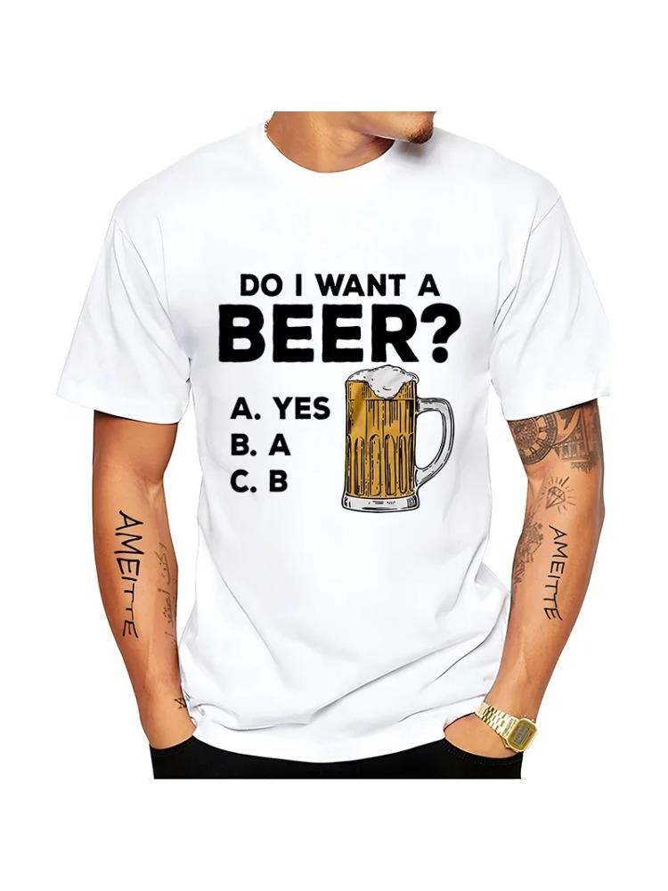 MensTshirts Summer Beer Print Tee Shirt Funny Beer Retro Cool Design Street Short Sleeve Top Beer Friday MenClothesRegularstyle