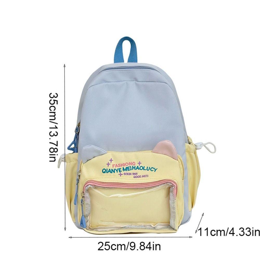Multiple Pockets Student School Bag Color Matching Large Capacity Daypack  Women