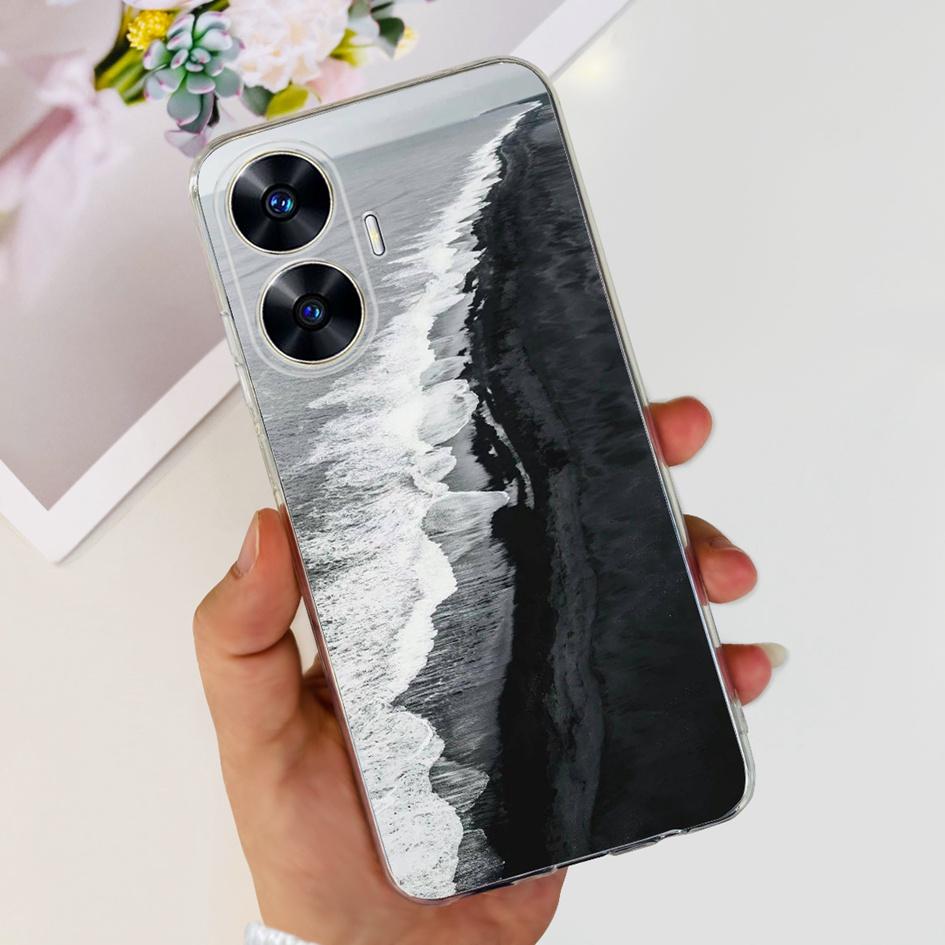 For Realme C55 Case RMX3710 Transparent Cover Fashion Patterns Soft Silicone Phone Cases For Realme C55 4G C 55 RealmeC55 Fundas