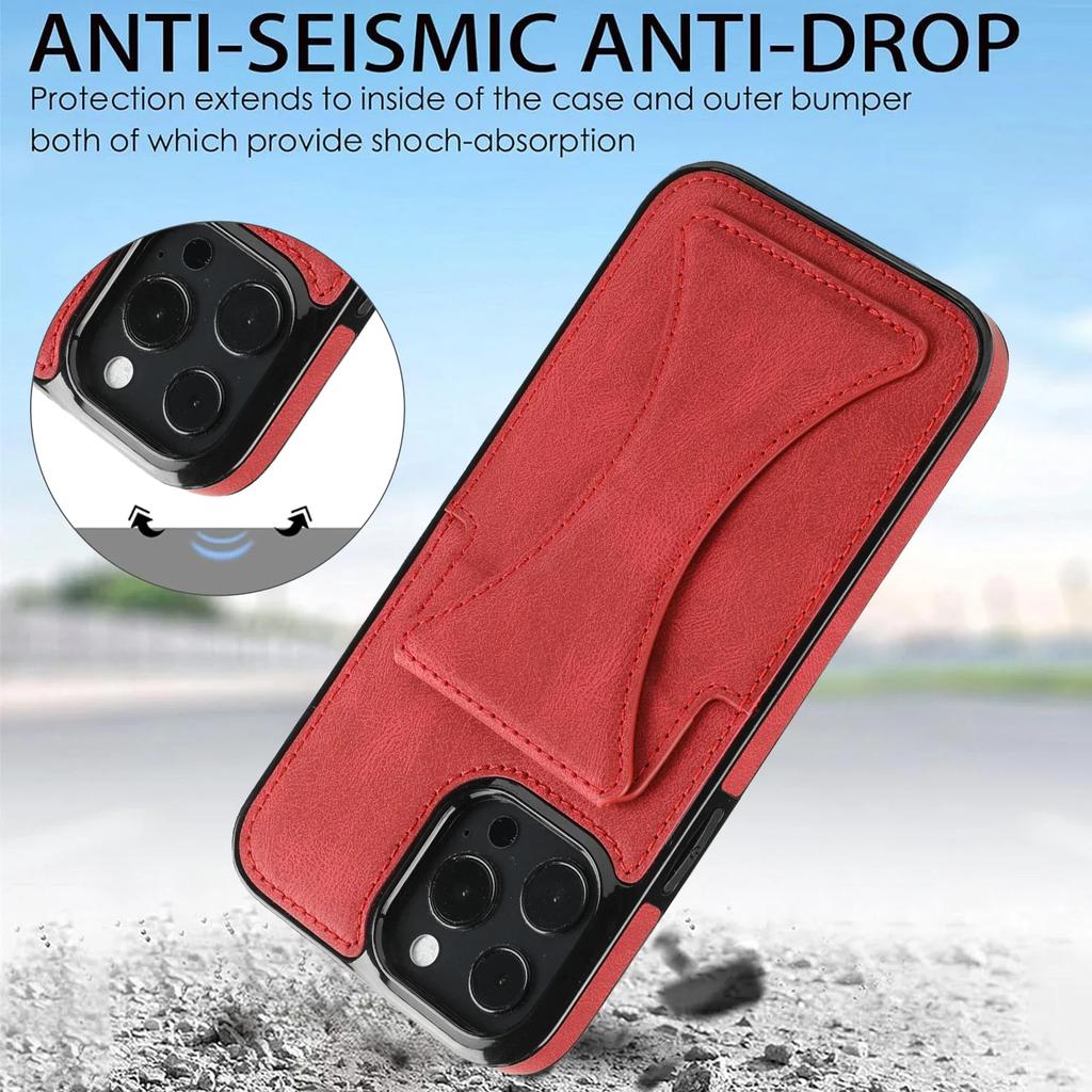 High Quality PU Leather Protective Credit Card Slots Foldable Kickstand Phone Case for iPhone 16 Pro Max 15 Plus 14 13 12 11