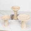 Marble high-footed round fruit plate decorative piece living room dining table surface travertine nut storage and display plate