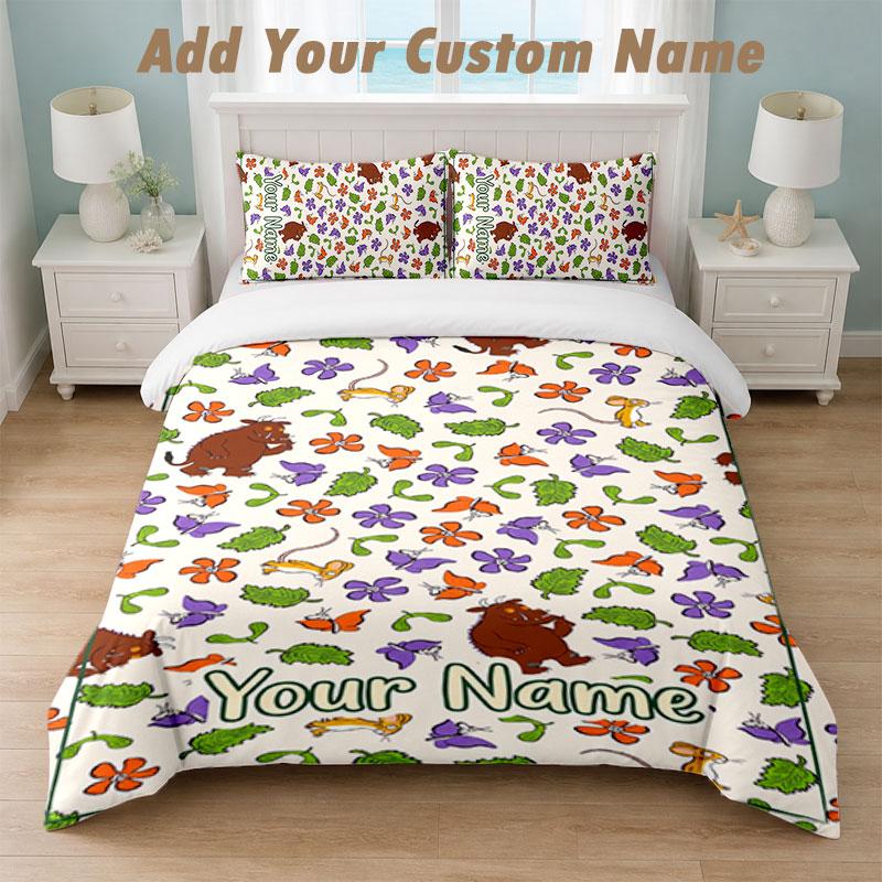 Ensemble de literie 1 housse de couette 2 taies d'oreiller Imprimé Le Gruffalo Linge de lit doux Décor de chambre à coucher