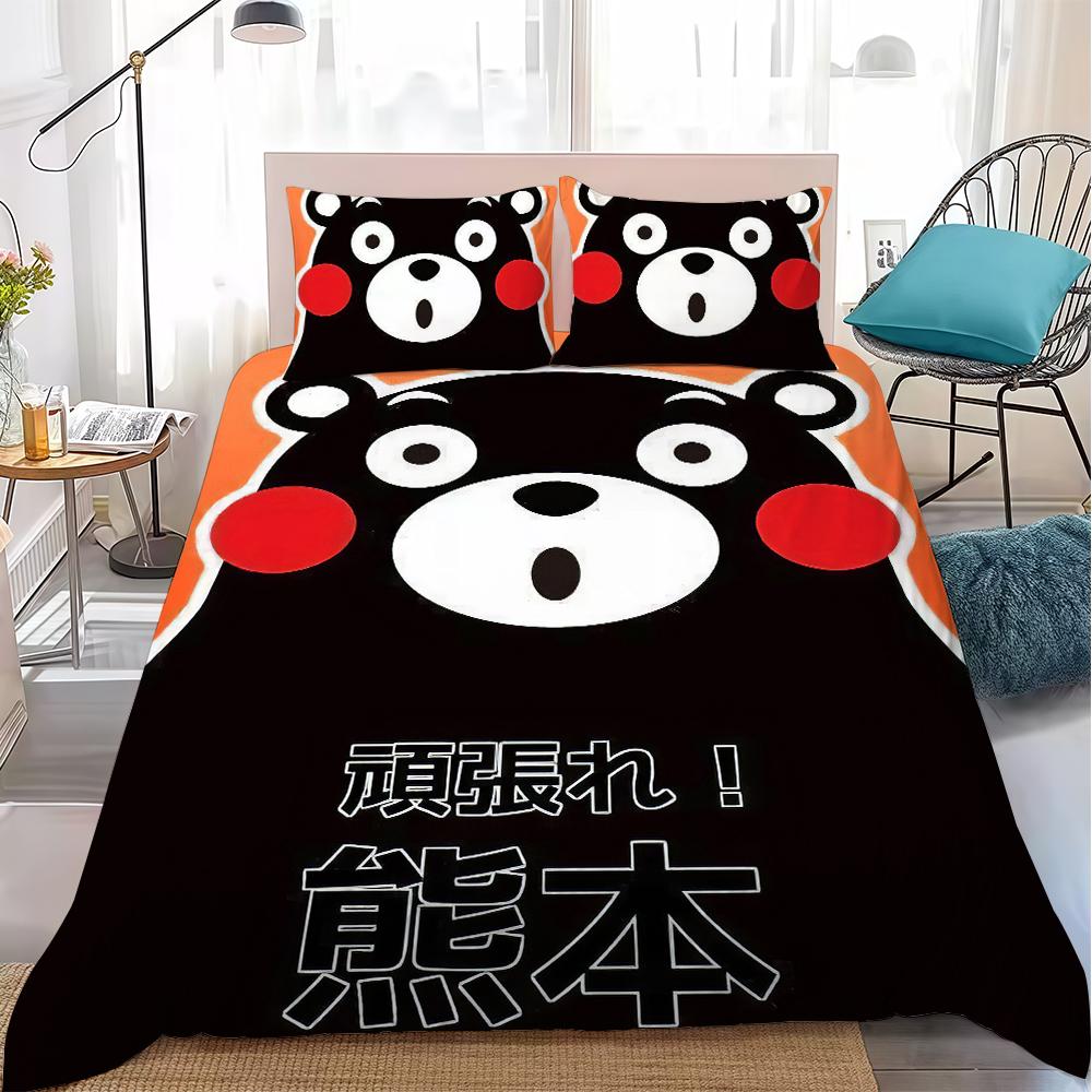 Cute Kumamon Duvet Cover Set Home Style Bedding Soft Laundry Cotton Bed 3 Piece Set Student Dormitory Gift